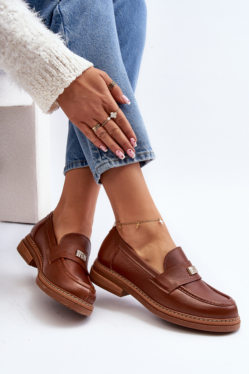 Жіночі лофери на платформі Laura Messi 2392 Dark Gold