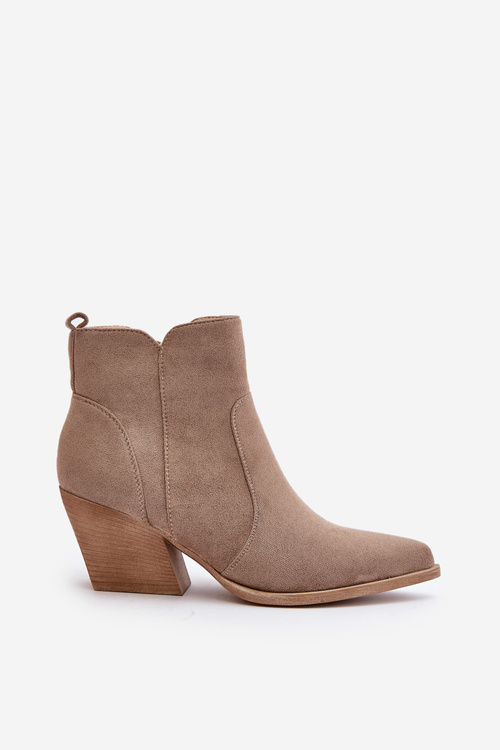 Утеплені ковбойські чоботи еко замша на блискавці темно-бежевого кольору Virtris