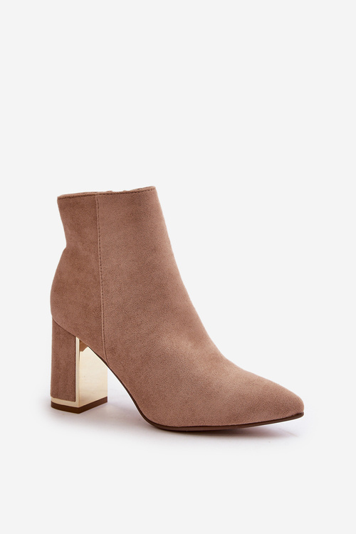 Жіночі чоботи на підборах із застібкою-блискавкою, утеплені з екологічної замші, світло-коричневі Mevair