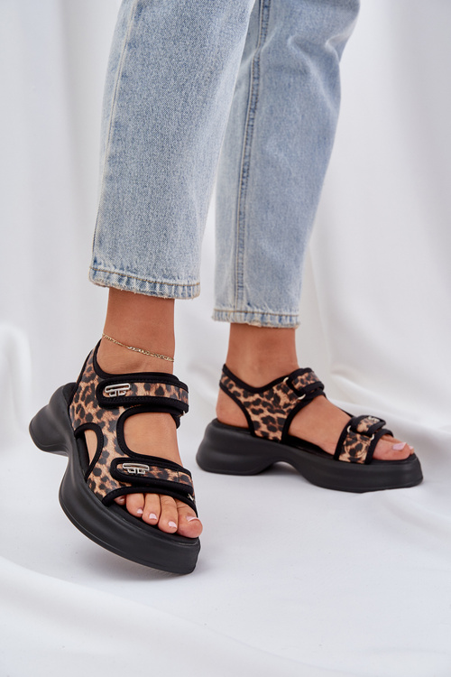 Еко Шкіряні Легкі Сандалі На Платформі Пантера Коричневі