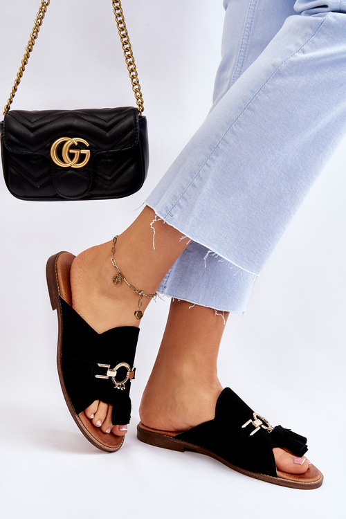 Жіночі замшеві тапочки Lewski Shoes 3226 Чорні