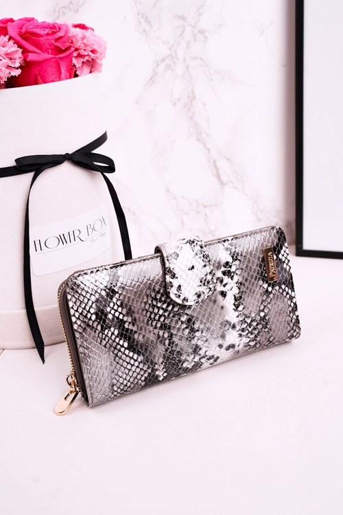 Великий шкіряний жіночий гаманець PATRIZIA Shiny Grey