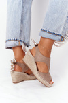 Босоніжки на танкетці з косами Бежеві Mykonos