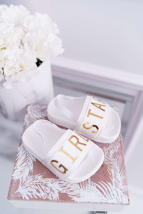 Дитячі шльопанці Золотий Напис Дівчинка Зірка Білий Бембі