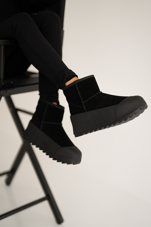 Теплі замшеві зимові черевики на платформі Big Star OO274A213 Чорні