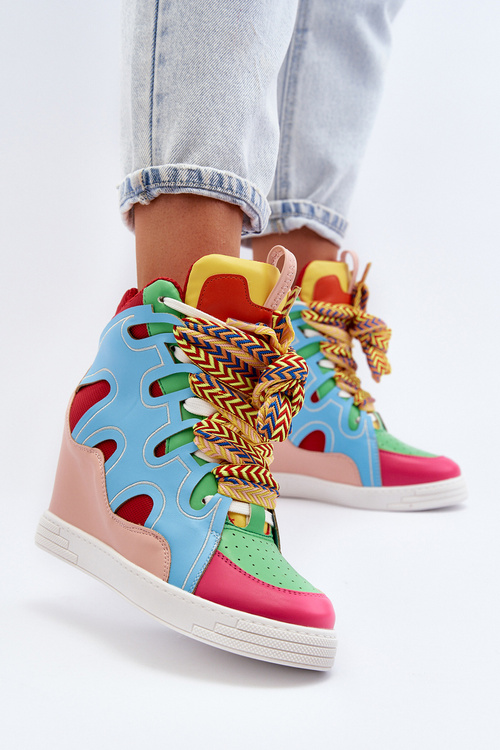 Жіночі кросівки на платформі різнокольорові леопардові