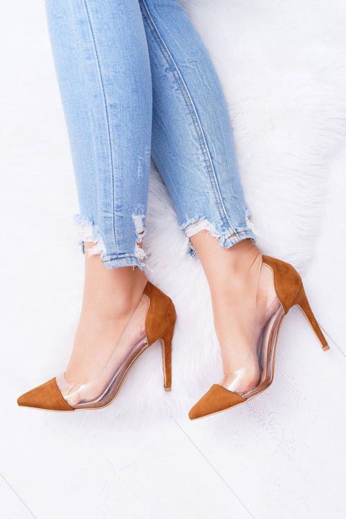 Жіночі туфлі на високих підборах, прозорі, гострокінцеві Camel Live