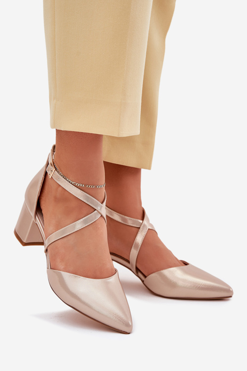 Туфлі На Каблуку З Еко Шкіри Золоті Sergio Leone SK830