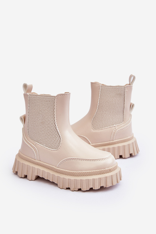 Дитячі утеплені чоботи на блискавці, бежевого кольору Jolynn