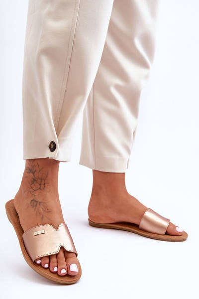 Жіночі зручні тапочки на плоскому каблуці Rose Gold Coraline