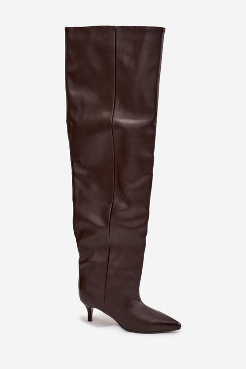 Сліпони жіночі чоботи на підборах шоколад Ysolienne