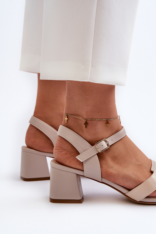 Жіночі босоніжки на високих підборах зі штучної шкіри Sergio Leone SK894 бежевого кольору