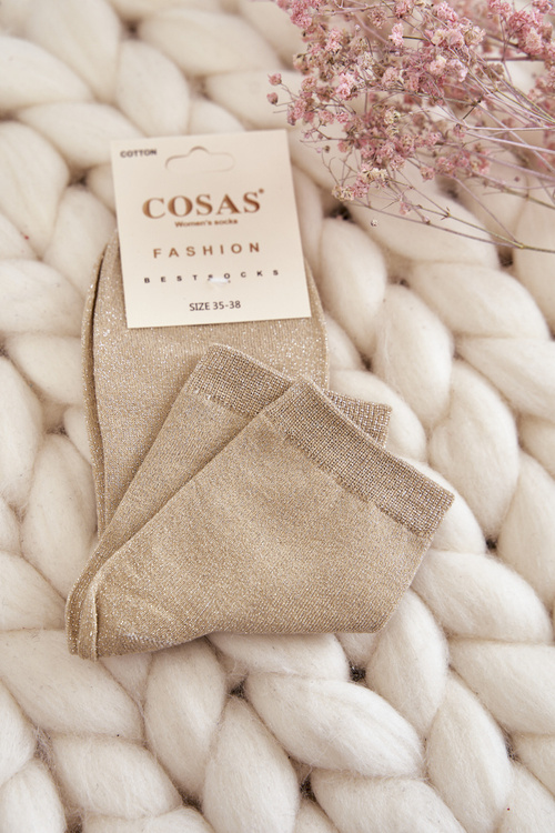 Жіночі бавовняні шкарпетки з блискучою ниткою Cosas Beige
