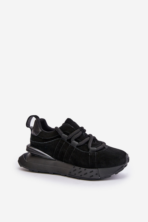 Жіночі замшеві кросівки на платформі з товстою шнурівкою Artiker 54C1464 Чорні