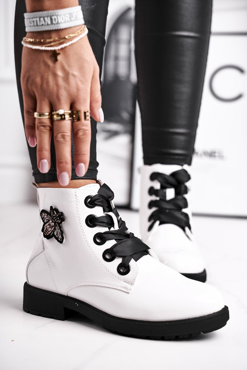 Жіночі черевики на плоскій каблуці білі Sergio Leone BT530