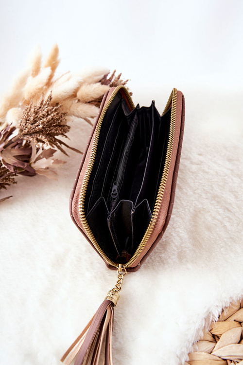 Стьобаний гаманець з китицею Cappucino