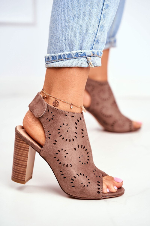 Жіночі босоніжки на високому каблуці хакі Rules