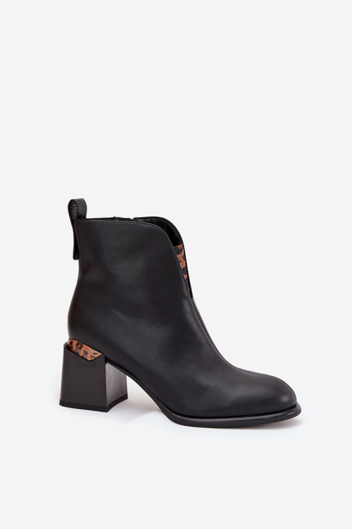 Шкіряні жіночі ботильйони Vinceza 66811 чорні