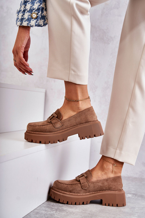 Жіночі броги замшеві з декором темно-бежеві Leeza