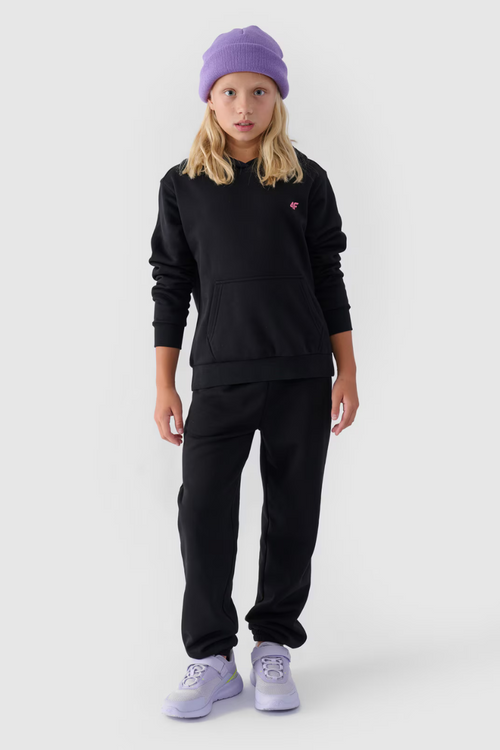 Толстовка без застібки для дівчат гладка чорна 4F 4FJWMM00TSWSF1316-20S