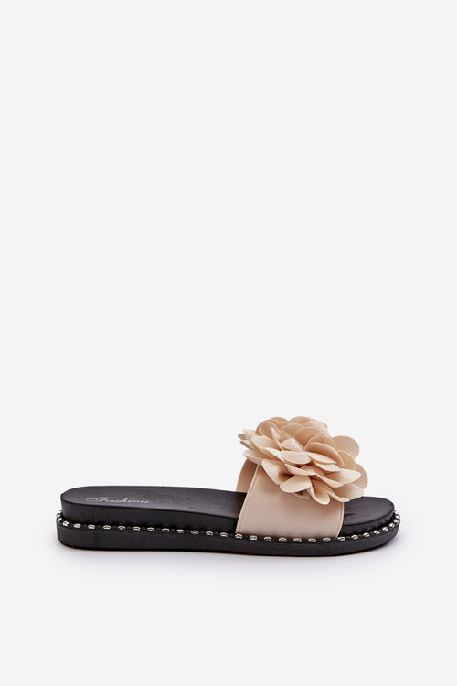 Жіночі бежеві тапочки Cellanen, прикрашені квітами