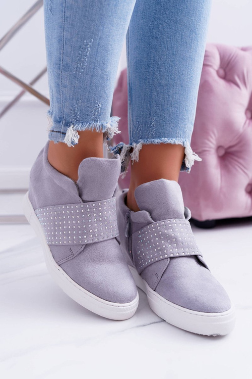 Кросівки жіночі сірі кросівки Lu Boo з блискітками PinkSugar