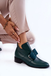 Шкіряні броги із замшевим бантом зеленого кольору Thalia