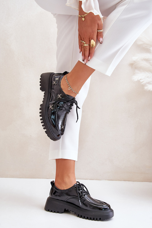 Туфлі жіночі лаковані з декором Натуральна шкіра Artiker 55C1011 Чорні