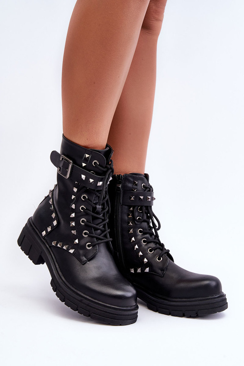 Жіночі масивні черевики Workers зі стразами Чорний Tyralis