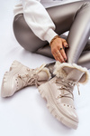 Чоботи жіночі на шнурівці світло-бежеві Merron
