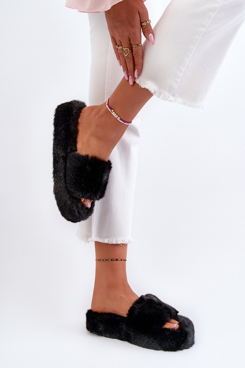 Жіночі тапочки на хутряній підкладці Black Stepia