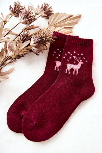 Теплі шкарпетки з оленями Cosas Maroon
