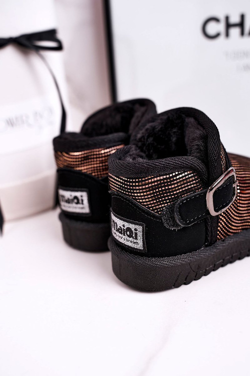 Дитячі зимові черевики з хутром Золотисті Чорні Dreamy