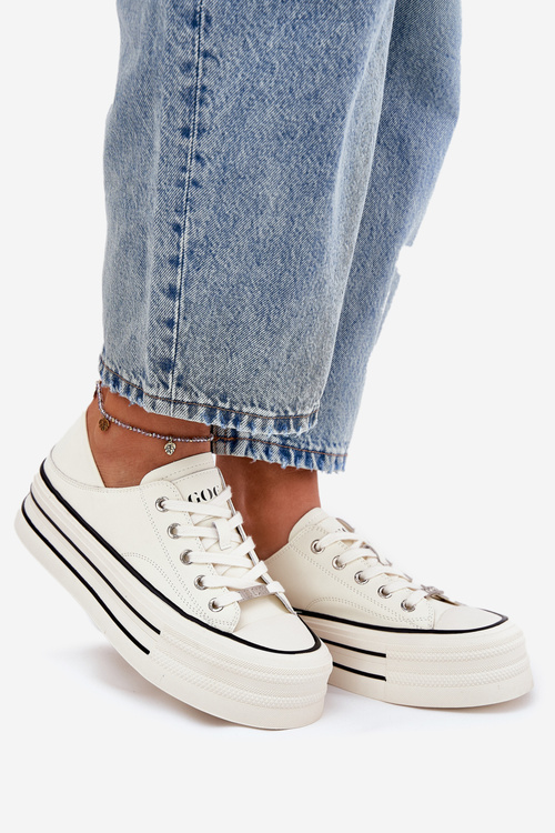 Жіночі Шкіряні Кросівки На Платформі GOE RR2N4106 Білі