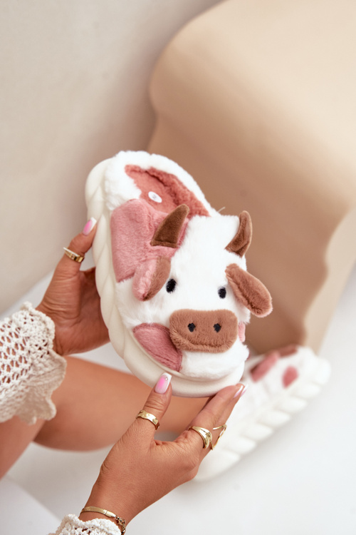 Пухнасті тапочки корівки жіночі рожеві Remiola