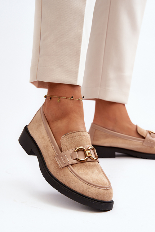 Класичні бежеві жіночі мокасини Fiviana