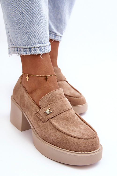 Жіночі замшеві туфлі на підборах бежеві Afnira