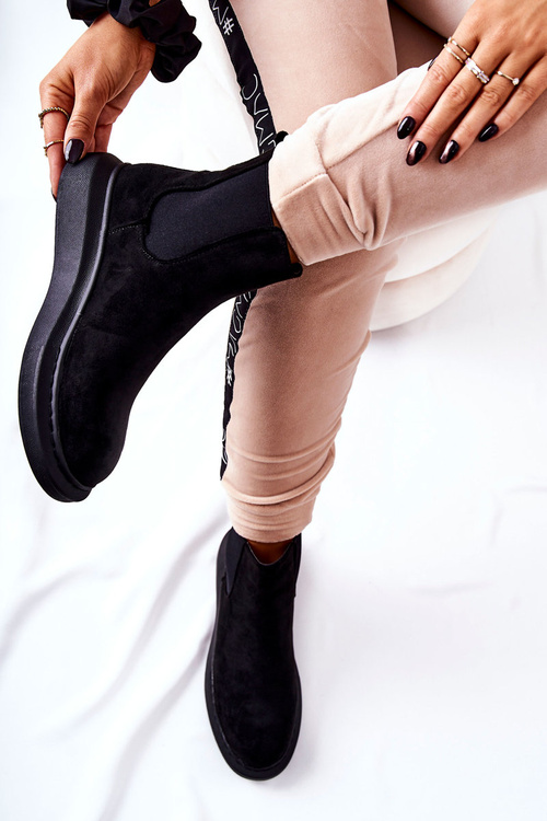 Замшеві черевики на платформі на шнурівці Чорні Marissa