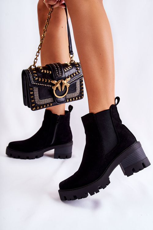 Теплі жіночі черевики на блискавці Black Lenaris