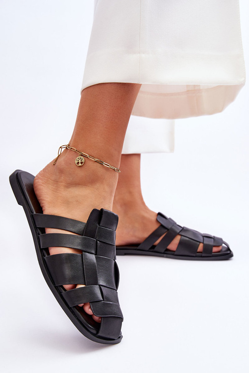 Жіночі тапочки в смужку чорні Reyna