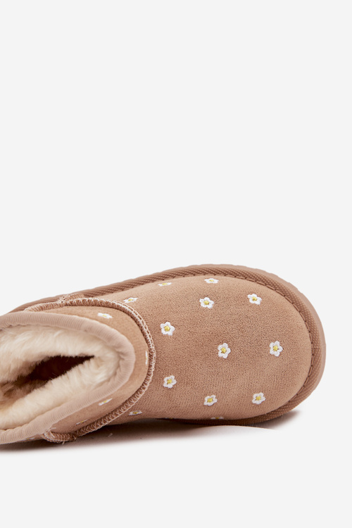 Дитячі уггі прикрашені квітами бежеві Gracina