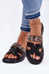 Шкіряні Жіночі Сандалі З Липучкою Леопард Vinceza 66769 Чорні
