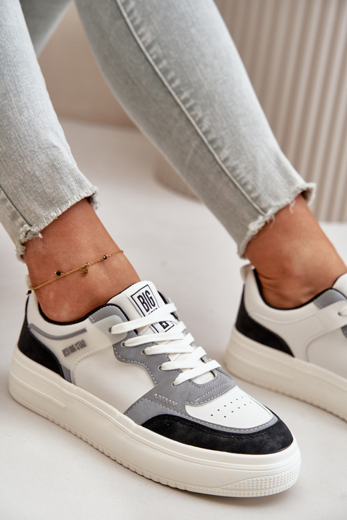 Жіночі низькі кросівки з еко шкіри Big Star OO274028 біло-сірі