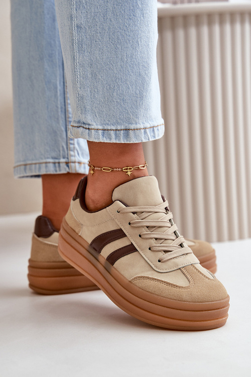 Жіночі кросівки на платформі коричневі Nesonice