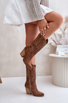 Вирізані чоботи на каблуці замшеві Lewski 3609 Коричневий