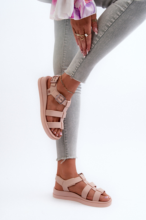 Гладкі жіночі босоніжки з запахом ZAXY NN285006 Рожеві