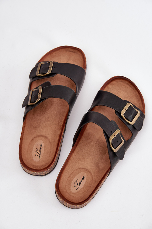 Жіночі Сандалі На Корковій Платформі З Пряжками Чорні Vesina