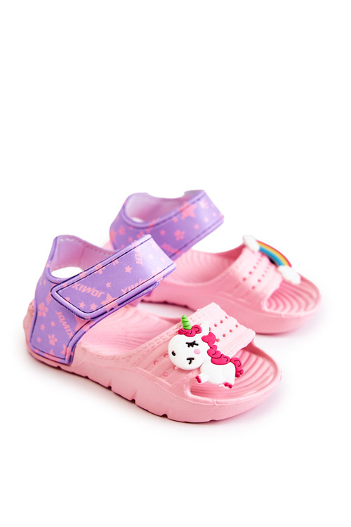 Дитячі світлі босоніжки з декором Рожево-фіолетові Trusty