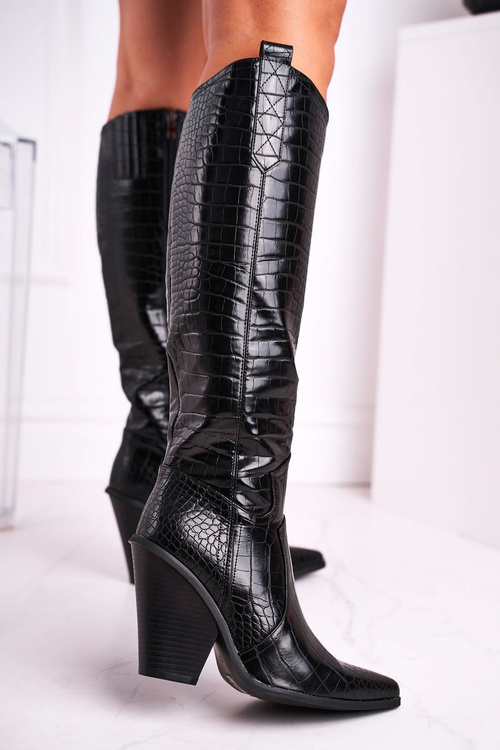 Жіночі високі чоботи чорного кольору Виш