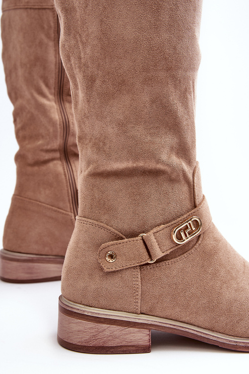 Ботильйони із замшевою підкладкою на плоскій підошві SBarski HY07-31 Бежеві